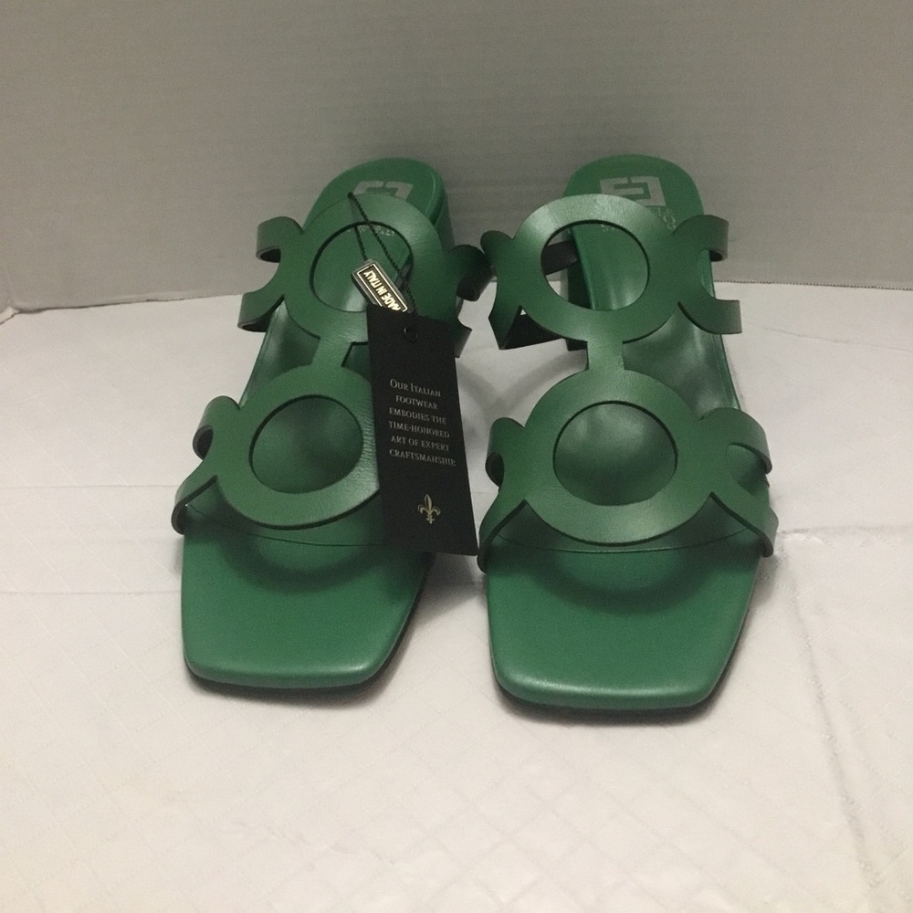 Emanuele Crasto Green Double-Ring Slide Mules
